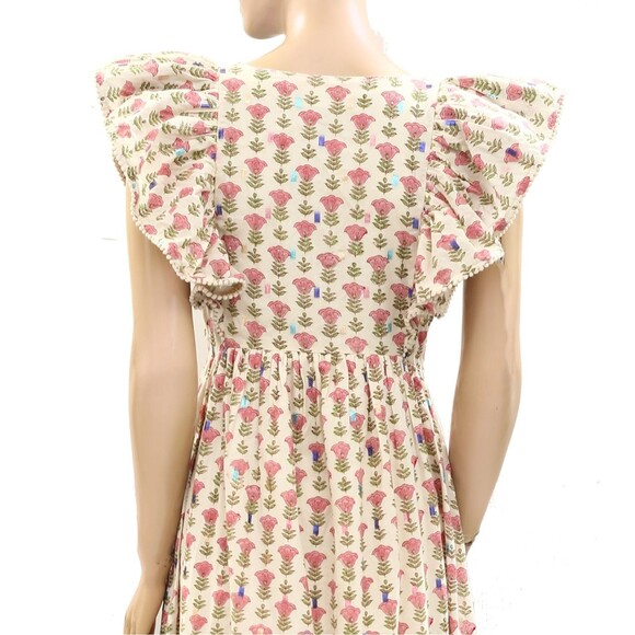 Saylor Anthropologie Floral Darya Maxi Dress Printed Cotton Lace Ruffle S 282025 - Picture 8 of 8